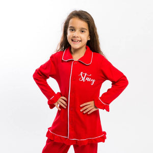 Kids Customized Ruffled Sleeves Pajamas Set - Bridesmaid's World