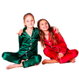 Kids Satin Pajamas set Long Pants +Long sleeves