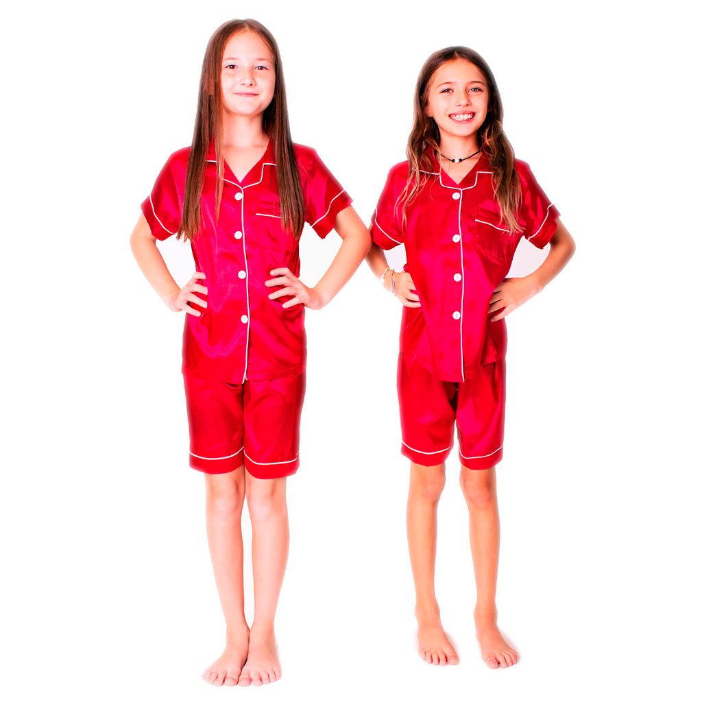 Kids Satin Pajamas set Shorts+Short sleeves Top
