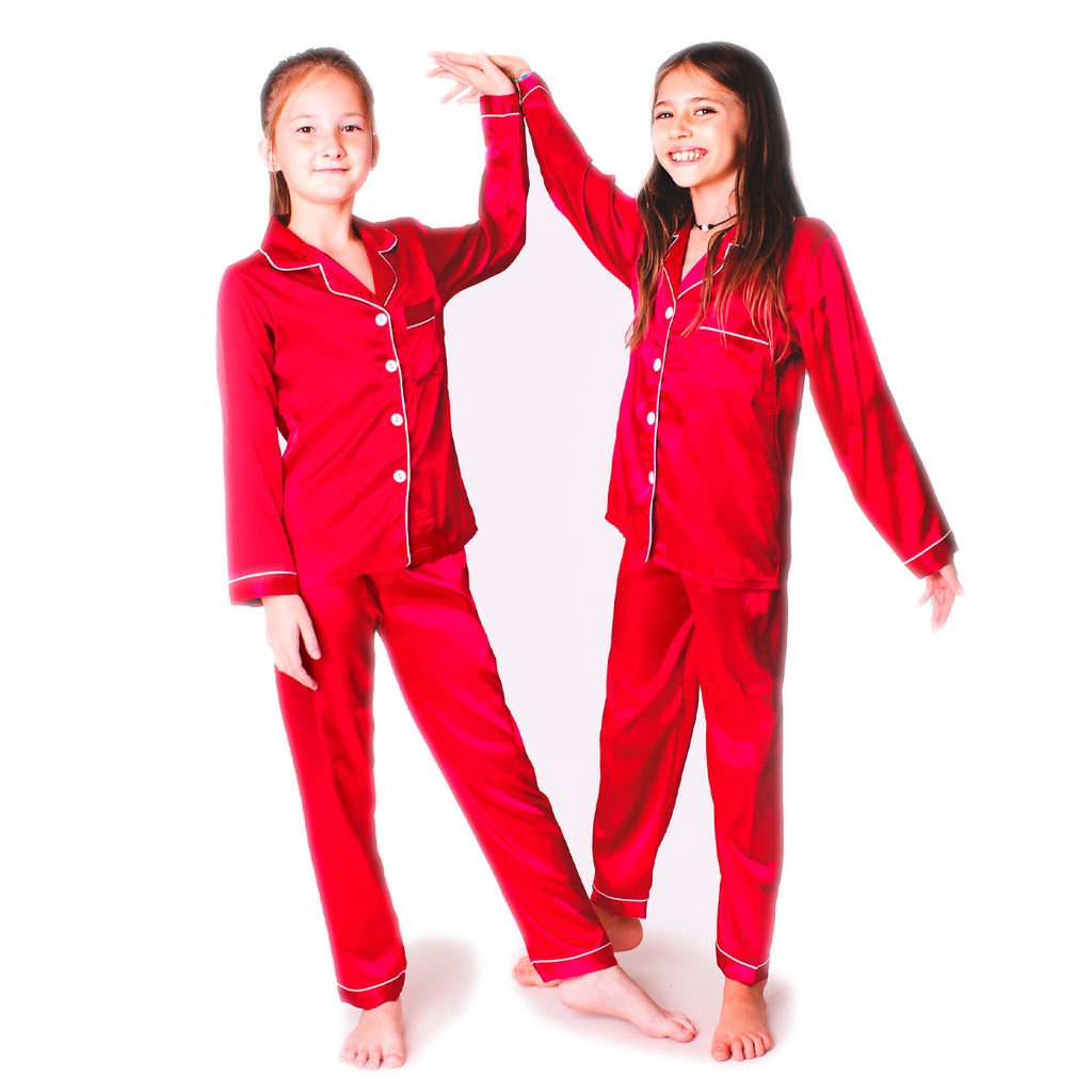 Kids Satin Pajamas set Long Pants +Long sleeves
