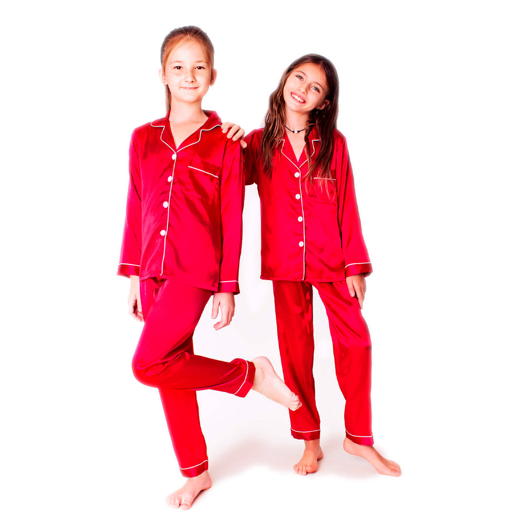 Kids Satin Pajamas set Long Pants +Long sleeves