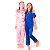 Kids Satin Pajamas set Short Sleeves + Long Pants