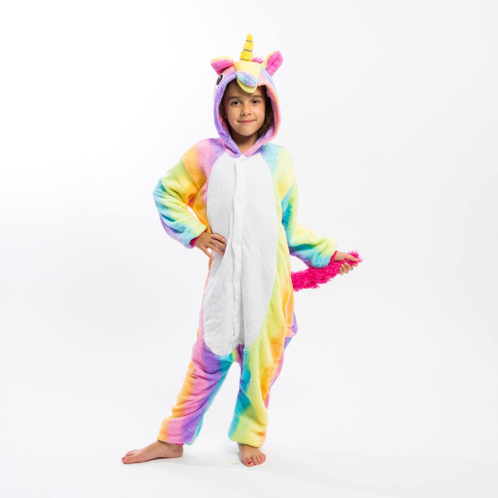 Rainbow Unicorn Hooded Union Suit Pajamas - Bridesmaid's World