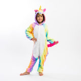 Rainbow Unicorn Hooded Union Suit Pajamas - Bridesmaid's World