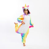 Rainbow Unicorn Hooded Union Suit Pajamas - Bridesmaid's World