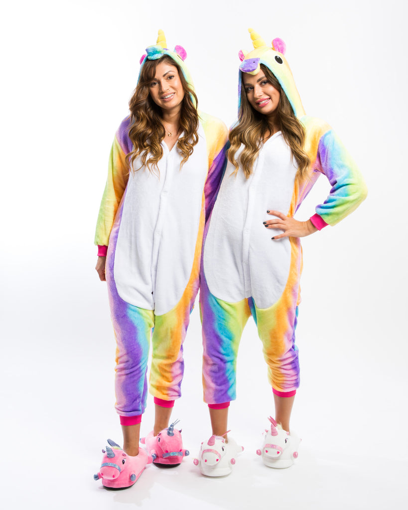 Rainbow Unicorn Hooded Union Suit Pajamas - Bridesmaid's World