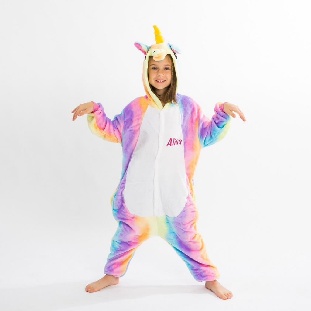 Rainbow Unicorn Hooded Union Suit Pajamas - Bridesmaid's World