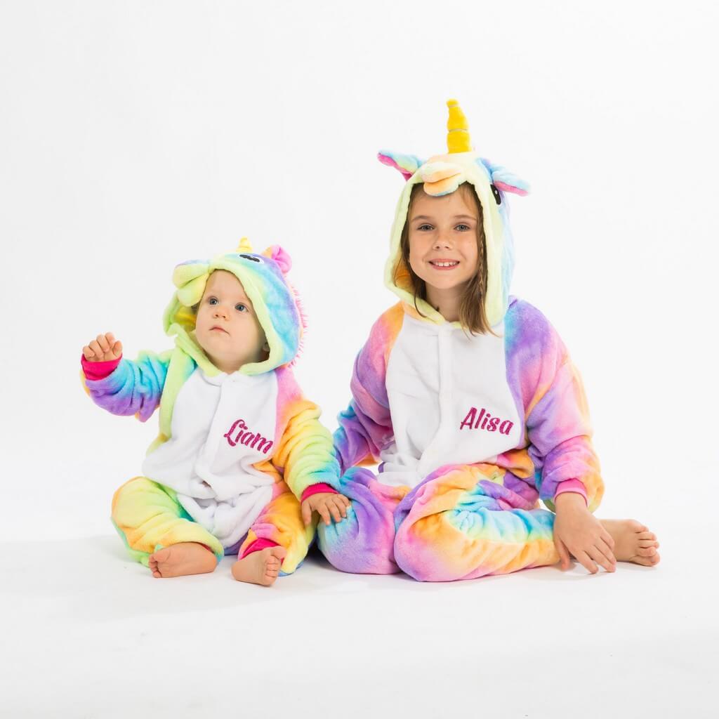 Rainbow Unicorn Hooded Union Suit Pajamas - Bridesmaid's World