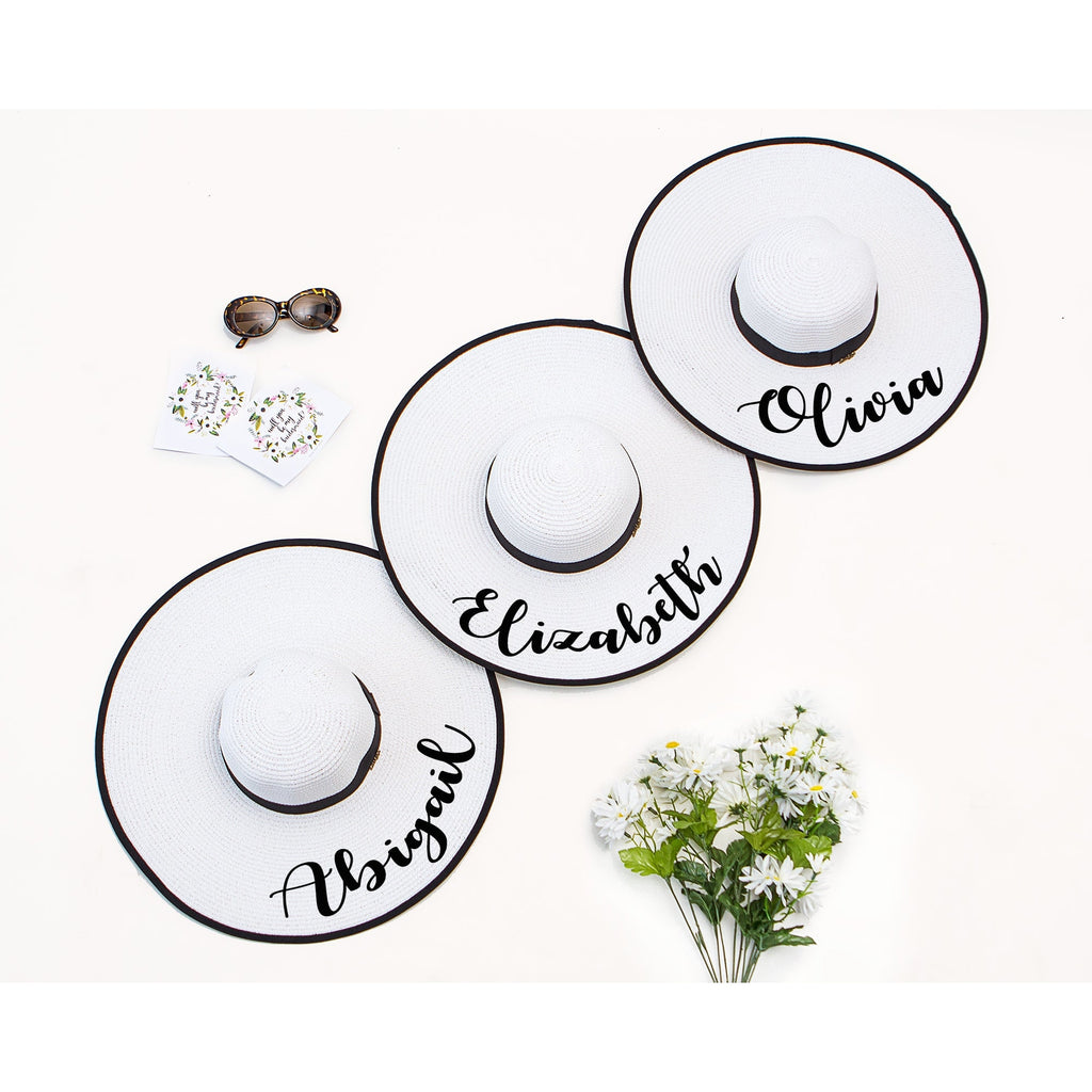 Bride Squad Custom Floppy Hats with Black Border