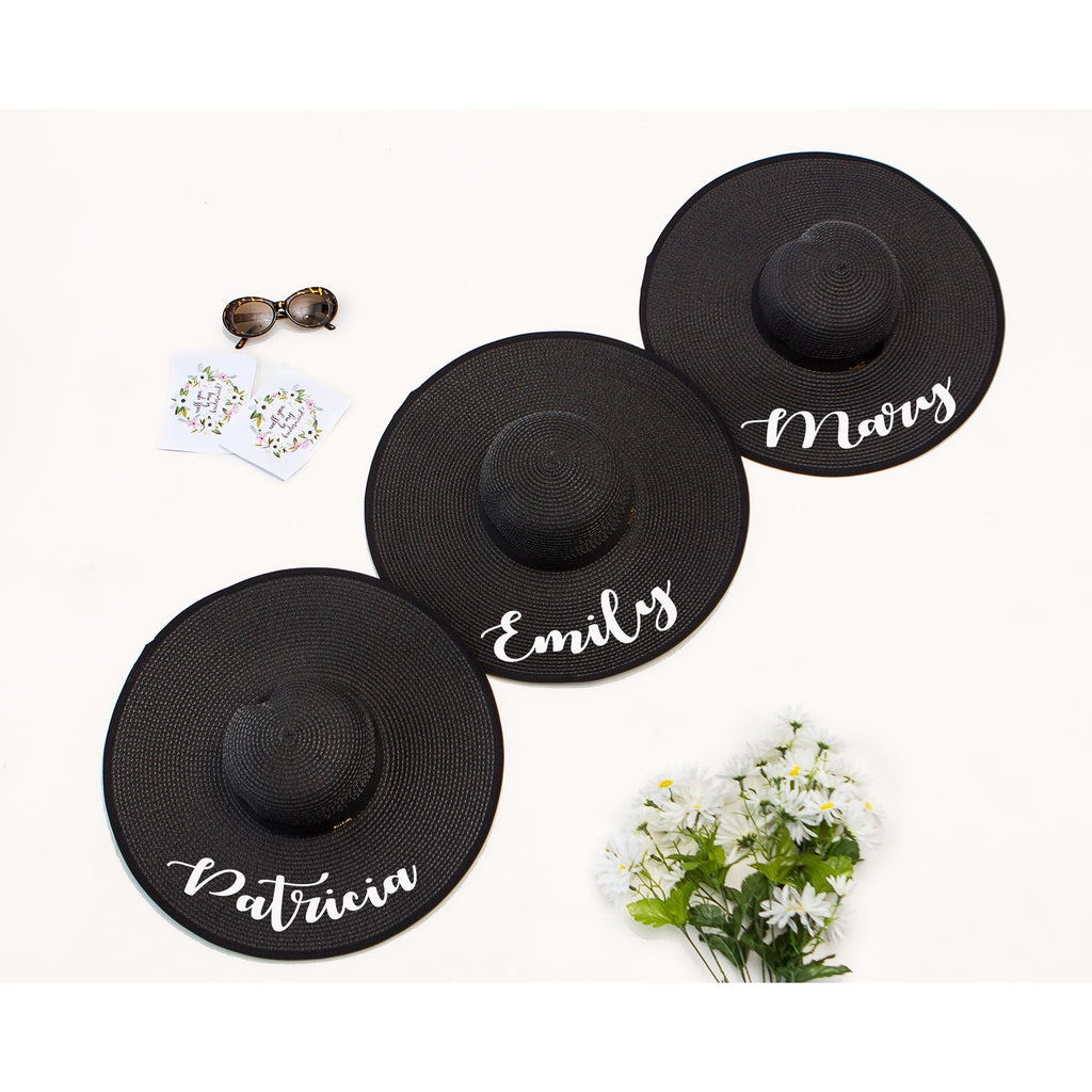Bride Squad Custom Floppy Hats with Black Border