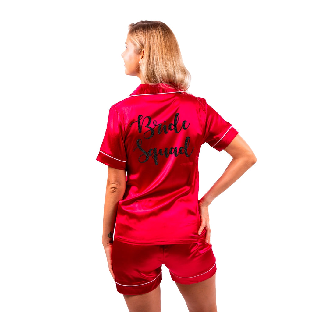 Bride Squad Silky Pajamas Short Sleeves + Shorts