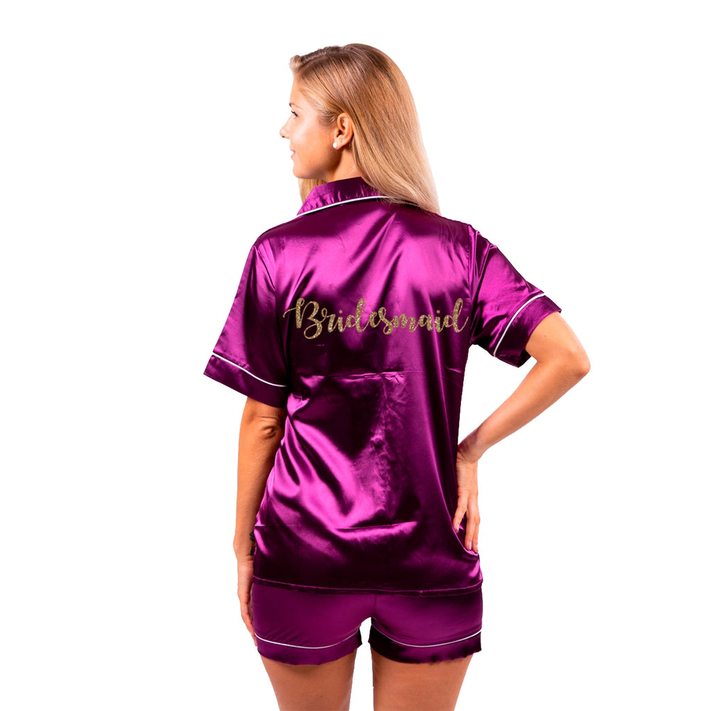 Bridesmaid Silky Pajamas Short Sleeves + Shorts