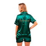Bridesmaid Silky Pajamas Short Sleeves + Shorts