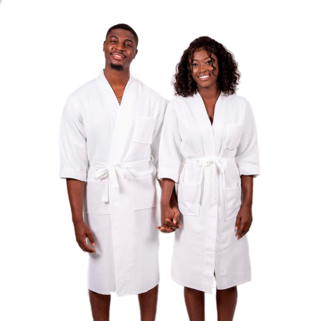 Cotton Waffle Long his and hers Matching Bathrobes Set