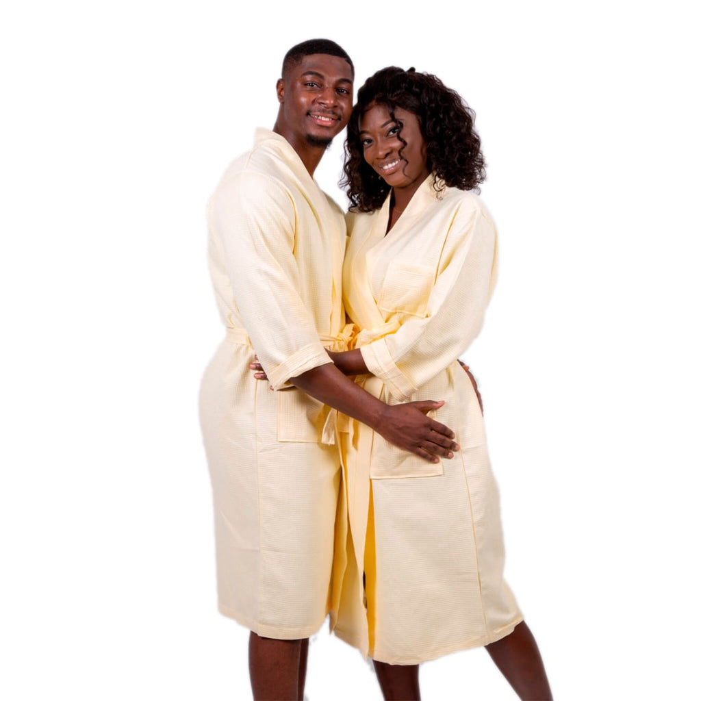 Cotton Waffle Long King and Queen Matching Robes for Couple Set