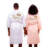 Cotton Waffle Long King and Queen Matching Robes for Couple Set