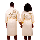 Cotton Waffle Long King and Queen Matching Robes for Couple Set