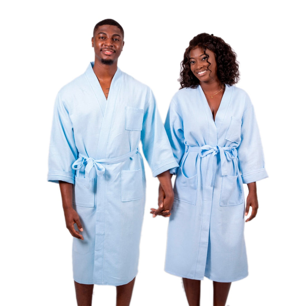 Cotton Waffle Long King and Queen Matching Robes for Couple Set