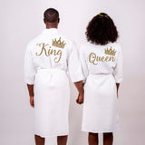 Cotton Waffle Long King and Queen Matching Robes for Couple Set