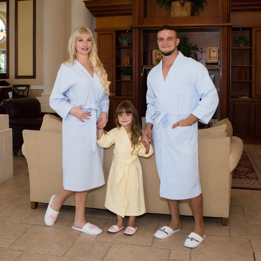 Cotton Waffle Long King and Queen Matching Robes for Couple Set