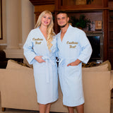 Cotton Waffle Long King and Queen Matching Robes for Couple Set