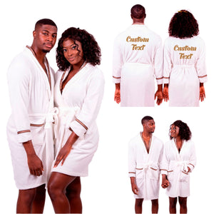 Cozy Terry with Brown Border Bathrobe Set