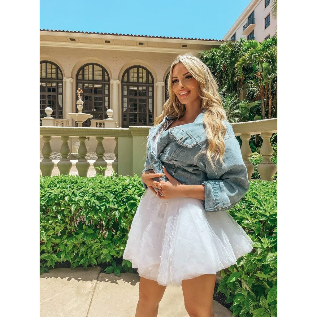 Customized Denim Jackets with with Rhinestone Heart