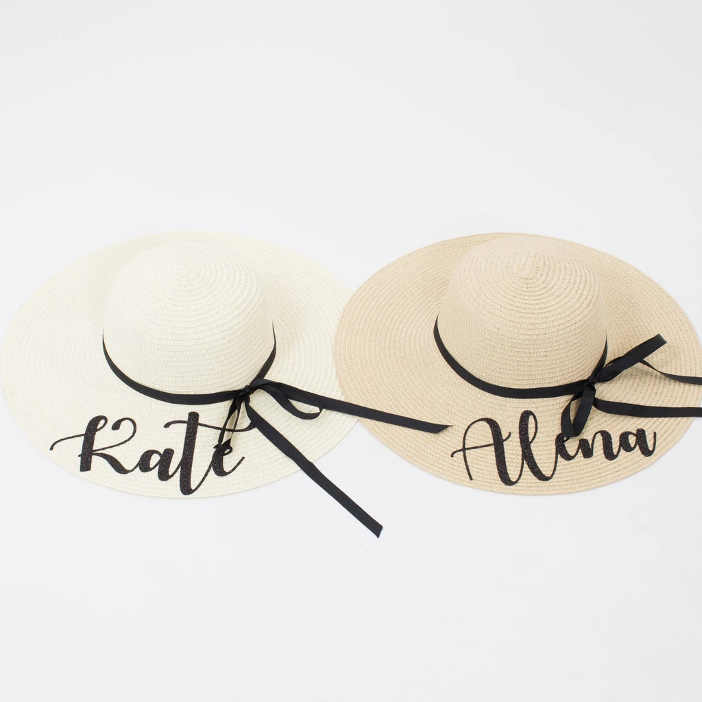 Floppy Sun Hats with names - Bridesmaid's World