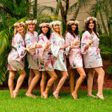 Floral Peacocks Bridesmaids Kimono Robes