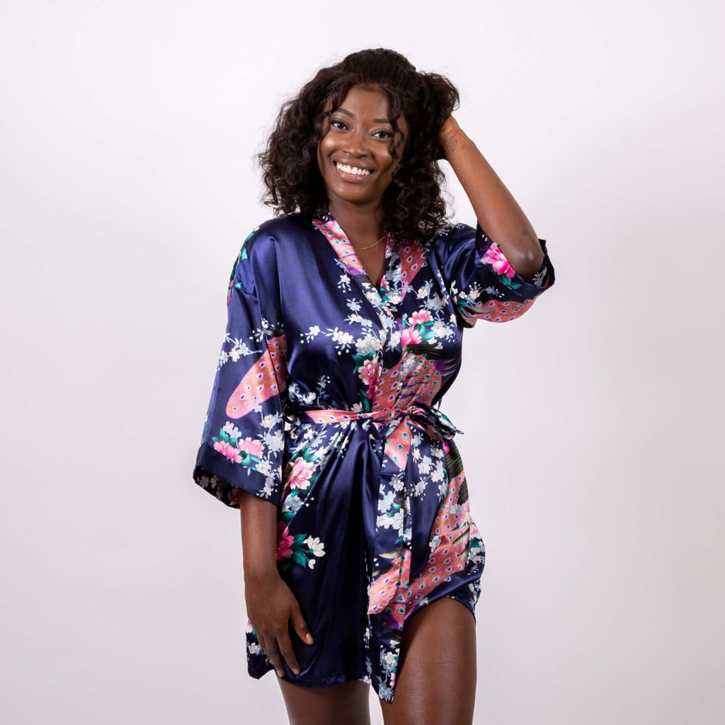 Floral Peacocks Bridesmaids Kimono Robes