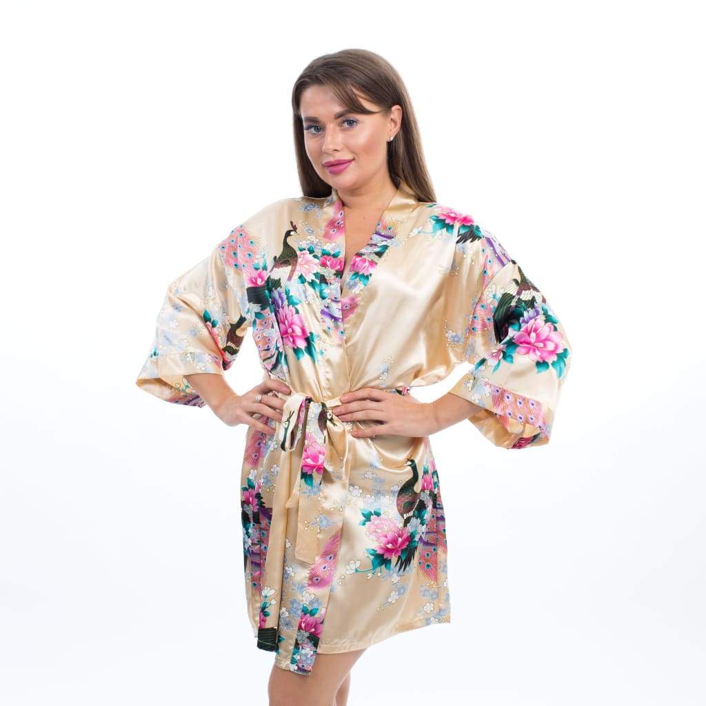 Bridesmaids Floral Peacocks Kimono Robes - Bridesmaids World