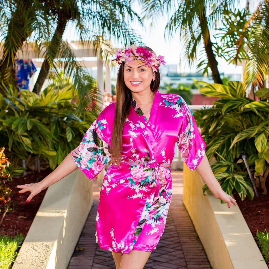 Floral Peacocks Kimono Robes