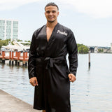 Halloween Black Men's Long Satin Robes - Bridesmaid's World