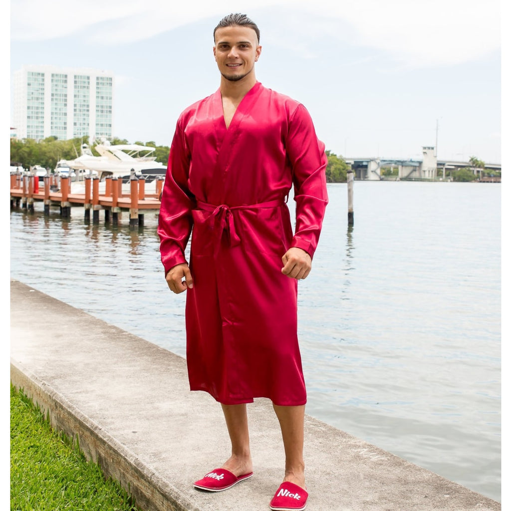Halloween Black Men's Long Satin Robes - Bridesmaid's World