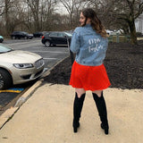 Just Married Custom Denim Jacket with Pearls