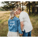 Just Married Custom Denim Jacket with Pearls