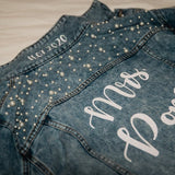 Just Married Custom Denim Jacket with Pearls