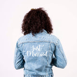 Just Married Custom Denim Jacket with Pearls