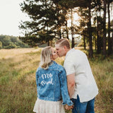 Just Married Custom Denim Jacket with Pearls