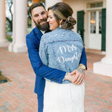 Just Married Custom Denim Jacket with Pearls