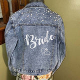 Just Married Custom Denim Jacket with Pearls