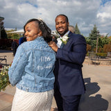 Just Married Custom Denim Jacket with Pearls