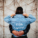 Just Married Custom Denim Jacket with Pearls