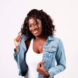 Just Married Custom Denim Jacket with Pearls