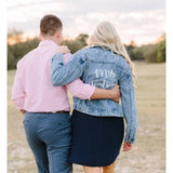 Just Married Custom Denim Jacket with Pearls
