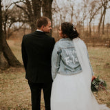 Just Married Custom Denim Jacket with Pearls