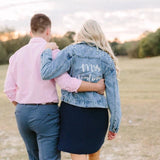 Just Married Custom Denim Jacket with Pearls