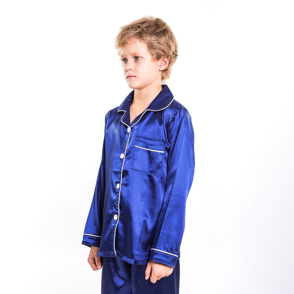 Kids Satin Pajamas Set Long Pants +long Sleeves