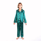 Kids Satin Pajamas Set Long Pants +long Sleeves