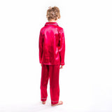 Kids Satin Pajamas Set Long Pants +long Sleeves